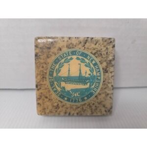New Hampshire Granite Coaster Paperweight State Seal Souvenir